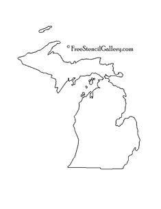 a map of the state of michigan outlineed in black and white on a white background