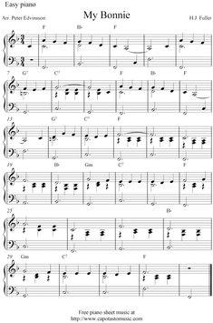 the sheet music for my bonnie