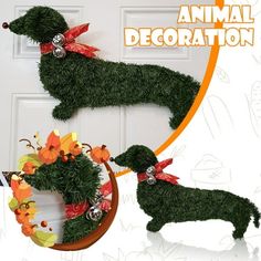 Explore Nedsems Full Range of Products ! Sausage Dog Wreath Artificial Branches Green Leaves Garland For Front Door Seasonal Handcrafted Wreath Wall Door Hanger For Christmas Garland Home Outdoor Garden Decorati Features: Exquisite DesignMake your door, entrance, gate, or coop truly unique with these gorgeous one-of-a-kind wreaths! It is an ideal wreath for Halloween Christmas decor.  Hanging Wall Art -This charming creation designed for small or large spaces, Durable Stay Natural - It stays gre Dog Wreath Made With, Bear Themed Wreath, Dog Wreath Made With Yarn, Pawprint Wreaths, Dog Paw Wire Wreath, Garbage Bag Christmas Wreath, Christmas Wreaths For Dog Lovers, Clothespin Dog Wreath, Felted Animal Wreath