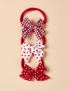 3pcs Red Heart Bowknot Baby Bead Seamless Headbands, For Love Valentine Multicolor    Polyester Christmas Hair Bands   Baby Supplies, size features are:Bust: ,Length: ,Sleeve Length: Red Love Heart, Baby Hair Accessories, Christmas Hair, Baby Supplies, Hair Bands, Baby Hair, Baby Bows, Kids Beachwear, Christmas Baby