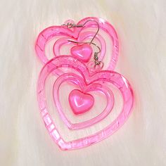 Korean Fashion Kawaii, 2000s Jewelry, Y2k Earrings, Accessoires Barbie, Pink Heart Earrings, Fashion Kawaii, Pink Y2k, Y2k Pink, Hollow Heart