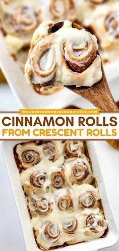 Learn to make Cinnamon Rolls from Crescent Rolls for the best Fall baking recipe! Made with a tube of crescent rolls, cinnamon, sugar, and a homemade cream cheese frosting. This cinnamon roll recipe is a delicious Fall baked goods! Pecan Rolls With Crescent Rolls, Crescent Sheet Cinnamon Rolls, How To Make Cinnamon Rolls With Crescent Rolls, Pillsbury Crescent Cinnamon Roll Recipes, Cinnamon Rolls Out Of Crescent Rolls, Cinnamon Rolls Croissant Dough, Breakfast Cinnamon Rolls Easy, Cinnamon Crescent Roll Recipes, Cinnamon Rolls From Crescent Roll Dough