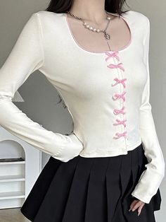 Color: White, Size: M Kawaii Crop Top, Preppy Fabric, 2000s Outfits, Y2k Preppy, Women Y2k, Y2k Coquette, Streetwear Tops, Top Streetwear, Inspo Outfit