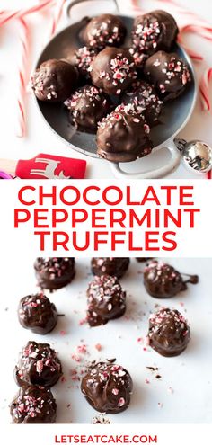 chocolate peppermint truffles with sprinkles on top