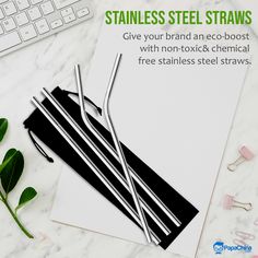 stainless steel straws give your brand an eco - bott with non - oxick & chemical free stainless steel straws