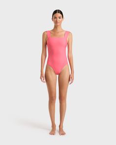 The Gwen One Piece swimsuit in Rose features a minimal square neckline, wide comfortable straps, invisible under-bust support, removable cups and flattering gathers at the side bust. Gwen is made using our technically advanced Sculpteur® fabric that flatters and supports the silhouette. Luxury fabric sustainably made in Italy. Garment sustainably and ethically made in Australia. Pink Second-skin Swimwear With Lined Body, Solid Swimwear With Wide Straps, Nylon Swimwear With Square Neck, Compressive Summer Swimwear With Adjustable Straps, Compressive Swimwear With Adjustable Straps For Summer, Swimwear With Adjustable Straps And Straight Neckline, Straight Neckline Swimwear With Adjustable Straps, Second-skin Swimwear With Wide Straps, Square Neck Nylon Swimwear For Summer