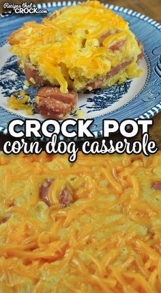 the crock pot corn dog casserole is ready to be eaten on the table