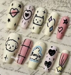 Nail Art Cute, On Tattoo, Fake Nails Designs, Asian Nails, Gel Nail Strips, Hello Nails, Punk Nails, Cute Simple Nails, Blush Nails