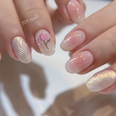 Short Korean Nail Designs, Nail Art Korean, Korean Nail, Korean Nails, Pretty Nail Designs, Pretty Gel Nails