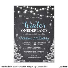 Snowflakes Chalkboard Lace Baby Boy First Birthday Invitation Nautical Baby Shower Invitations, Unique Baby Shower Invites, Boy Shower Invitations, Outside Baby Showers, Baby Boy First Birthday, Christmas Baby Shower, Modern Baby Shower, Baby It's Cold Outside, 12 December