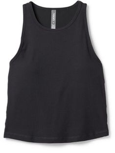 a women's black tank top on a white background