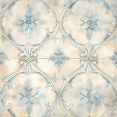 an artistic blue and white tile design