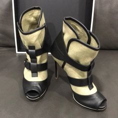 Brand New Excellent Condition No Box Chic Black Booties With Leather Sole, Black Calf Leather Heels For Winter, Winter Black Calf Leather Heels, Stella Mccartney Boots, Leather Sock Boots, Moccasin Ankle Boots, Black Wedge Boots, Cowboy Ankle Boots, Stella Mccartney Shoes