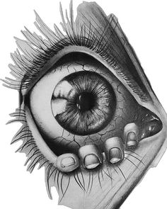 a drawing of an eye with long eyelashes