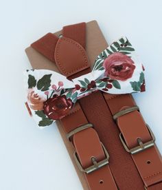 Rustic Bow Tie and Suspenders Set, Brown Mauve Floral Bowtie, Brown Suspenders - Etsy Adjustable Brown Belts And Suspenders With Bow, Floral Bowtie, Brown Suspenders, Tie And Suspenders, Brown Bow Tie, Wedding Outfits For Groom, Toddler Bow Ties, Velvet Bow Tie, Groomsmen Bowtie