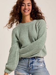 This classic chenille sweater is made with buttery soft fabric, it drapes comfortably and keeps you cozy on chilly days. The classic design makes it your new go-to for effortless comfort. Cute Trendy Sweaters, Fall Cute Sweaters, Knit Sweaters Women, Trendy Sweaters 2024, Cute Winter Sweater Outfits, Cute Sweaters For School, Waffle Sweater Outfit, Cute Knit Sweaters, Dream Clothes Winter