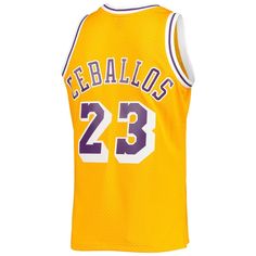 Bring home the look of your favorite player in Los Angeles Lakers history with this Cedric Ceballos Hardwood Classics Swingman jersey. Crafted for excellence by Mitchell & Ness, this jersey features a retro design with distinct player and team graphics. Made with lightweight mesh fabric, this piece will help you relive Cedric Ceballos' greatest moments. Brand: Mitchell & Ness Heat-sealed NBA Logoman  Heat-sealed tackle twill applique Imported Machine wash, line dry Material: 100% Polyest Throwback Team Jersey For Sports Season, Throwback Team-colored Jersey For Sports Season, Throwback Team Logo Jersey For Sports Season, Throwback Jersey With Team Logo, Throwback Streetwear Jersey For Sports Season, Throwback Crew Neck Sports Jersey, Brandon Ingram, Personalized Jersey, Days Gone