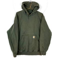 Carhartt Sweatshirt Hoodie Size Large Green Distressed Work Wear Size/Measurements (Based in inches) Size - Large Pit to pit - 25" Length - 27.5" Shoulder to cuff - 25" Condition / Details Vintage fading to the original color of the fabric Pin sized holes on front Light stains on front and on both sleeves Minor distressing on both cuffs Minor discoloration on front and on back Combined Shipping: We provide combined shipping, please contact us for a quote Olive Green Hoodie, Carhartt Sweatshirt, Carhartt Sweatshirts, Carhartt Hoodie, Green Hoodie, Vintage Carhartt, Carhartt Mens, Vintage Hoodies, Sweatshirt Hoodie