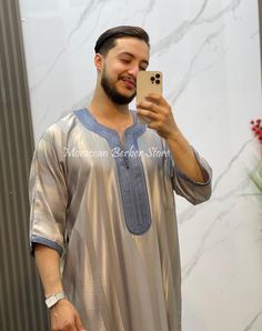 Men's kaftan , Moroccan kaftan for men new Collection for Ramadan and EID fit size L to 3 XL Approximate measurements length: 143 cm // 56.29 " chest width: 78 cm // 31.10" Kaftan CARE: Hand wash cold, air dry With a practical pocket on the right side and an opening on the other side for easy access to the pants underneath, this magnetic men's kaftan combines the practical with the pleasurable.  Elevate Your Style with Our Exquisite Men's Kaftan Collection! Indulge in the timeless elegance and s Luxury Floor-length Kaftan For Eid, Eid Traditional Floor-length Kaftan, Luxury Blue Men's Kaftan, Moroccan Mens Kaftan, Moroccan Jabador For Men, Kaftan For Men, Men Kaftan, Moroccan Clothing, Gentleman's Wardrobe