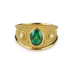 Welcome to LUXJ, Here you will find a beautiful selection of byzantine rings inspired by the ancient Greeks and Mediterranean cultures. Our team is happy to assist you with any questions you may have and we look forward to creating these special jewelry for you. *The images are taken from us and you will receive your ring as shown* Information about the ring: Band width: - Top: 13mm - Bottom: 4mm Gemstones: - Simulated Emerald Gemstone (center) - Simulated Diamond Gemstones (sides) Material: - S Oval Byzantine Gemstone Ring, Byzantine Oval Gemstone Ring, Italian Ring, Emerald Promise Ring, Ancient Roman Jewelry, Byzantine Rings, Roman Jewelry, Promise Ring For Her, Jewelry Dainty