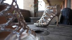 Pair of the elegant high heeled sandals. Glamour wedding footwear. Racking focus Wedding Footwear, Glamour Wedding, High Heeled Sandals, Elegant High Heels, Heeled Sandals, High Heel Sandals, Wedding Shoes, Sandals Heels, High Heels