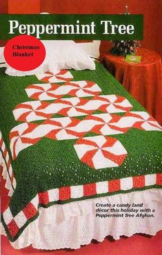 a crocheted bed cover is featured in the magazine peppermint tree christmas blanket