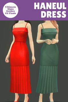 two women in dresses with the words haneul dress