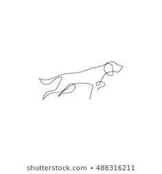 a line drawing of a dog running on a white background with space for the text