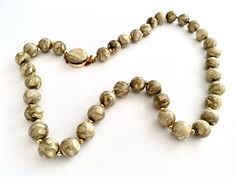 Neutral Colored Marbleized Beaded Necklace With Small Gold - Etsy Photographing Jewelry, Sterling Silver Brooch, Silver Brooch, Gorgeous Necklaces, Bead Necklace, Spacer Beads, Matching Earrings, Vintage Necklace, Silver Beads