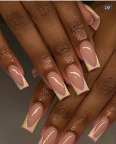 Vacation Nail Designs, Bright Summer Nails Designs, Cruise Nails, French Tip Design, Summer Nail Designs, Bright Summer Nails, Ombre Acrylic Nails, Casual Nails, Glow Nails