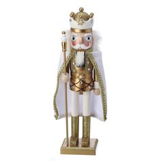 a nutcracker with a gold crown on it's head