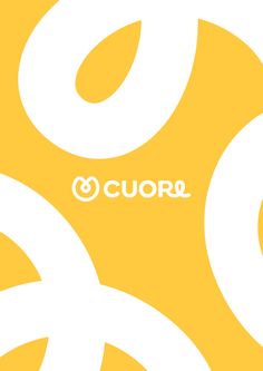 the word cuore is written in white on a yellow background with circles and swirls