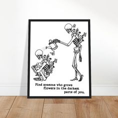 **Shipping & Materials - Materials: Premium Museum Quality Paper **Illustration Details This unique illustration is a skeleton being watered with flowers growing in a black and white print. The design is inspired by the song "Sun to Me". **Artist Hand-drawn by [@brigztattoos](https://instagram.com/brigztattoos) on Instagram. **Available Print Sizes - 5x7 inches - 8x10 inches - 11x14 inches - 16x20 inches - 18x24 inches - 24x32 inches - 24x36 inches **Perfect for - Partners - Best friends - Birthdays - Christmas - Special occasions **Product Features - All prints come UNFRAMED - Locally and sustainably printed - Thick, long-lasting, uncoated matte Museum-quality paper - Paper weight: 200 gsm - Shipped within 2-5 days --- **Important Notes - Colors may vary slightly depending on your monitor Flowers Growing, Unique Illustration, Paper Illustration, A Skeleton, Lyric Prints, Black And White Print, Best Friend Birthday, Paper Paper, Christmas Special