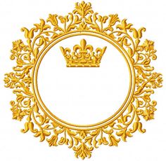 a gold frame with a crown in the middle