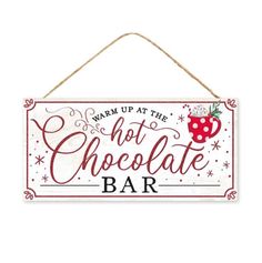 Commemorate the tastiest drink of the Winter season! This sign is an excellent decoration for a coffee bar, lounge area or kitchen! Featuring a piping hot cup of cocoa, set against a white background with snowflakes and polka-dots, this sign makes for a great standalone piece, though it can be made even better by outfitting a wreath display! Hot Chocolate Bar Sign, Fun Christmas Wreaths, Cocoa Bar Sign, Hot Cocoa Bar Sign, Hot Chocolate Sign, Hot Chocolate Bar, Sports Wreaths, Wreath Signs, Wreath Making Supplies