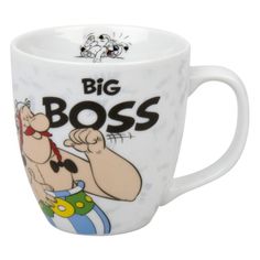 a white coffee mug with the words big boss on it