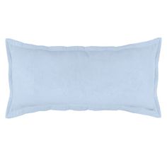 a light blue pillow on a white background