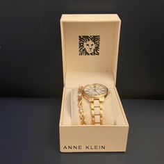 New Without Tags Anne Klein White & Gold Tone Watch And Bracelet Set. White Metal Watch As Gift, White Metal Watch For Gift, Watch And Bracelet Set, Anne Klein Watch, Watch Bracelet, Anne Klein, Bracelet Set, Accessories Watches, Bracelet Watch