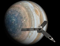 an artist's rendering of the juno space station in front of the giant planet