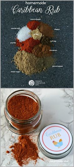 the ingredients for homemade barbecue rubs are shown in this collage, including spices and seasonings