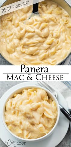 panera macaroni and cheese is being cooked in a skillet