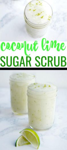 Looking for a DIY exfoliating sugar scrub for your dry skin? You'll love how simple it is to make this easy coconut lime sugar scrub recipe. It comes together in minutes and will get your skin soft and glowing in no time! Body Scrub Homemade Recipes, Sugar Wax Recipe, Sugar Scrub Homemade Recipe, Coconut Oil Sugar Scrub, Homemade Gift Idea, Brown Sugar Scrub, Body Scrub Recipe, Sugar Scrub Homemade