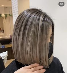 Ash Brown Short Hair With Highlights, Short Hair Styles Highlights, Ash Brown Grey Blending, Blond Highlights On Short Hair, Ash Grey Hair Short, Ash Brown With Silver Highlights, Slate Hair Color, Hair Highlights For Short Hair, Ash Highlights On Brown Hair