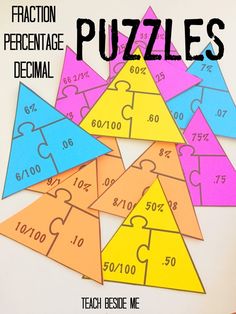 Puzzle Worksheet, Math Decimals, Fraction Games, Math Puzzles, Fractions Decimals, Fun Math Games