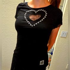 Je Brand New Stretchy T-Shirt With Crystals And Lace Detaining. Never Worned. Sorry, No Tags. Bought In European Clothes Boutique. Size M (Model Wearing It Here Is Size S ). European Clothes, Clothes Boutique, Sweaters For Women, Womens Tops, Tops & Tees, Boutique, Brand New, Tags, Crystals