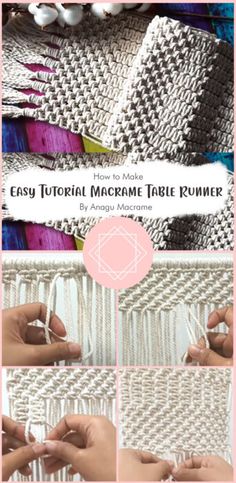 the instructions for how to make an easy macrame table runner