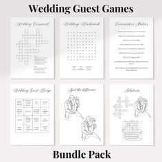 the wedding guest games bundle is shown in black and white