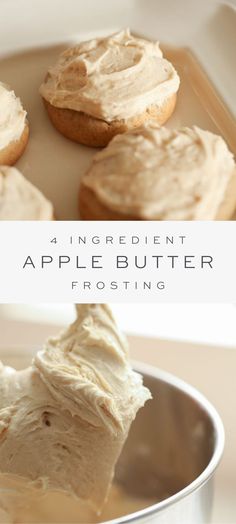 an apple butter frosting in a metal bowl