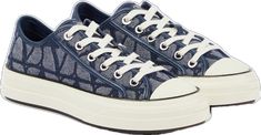 Low-top Denim Blue Cotton Sneakers, Denim Blue Low-top Canvas Sneakers, Denim Blue Low-top Cotton Sneakers, Denim Blue Lace-up Canvas Sneakers, Denim Blue Lace-up Cotton Sneakers, Denim Sneakers, Sneakers Blue, Valentino Garavani, Great Deals