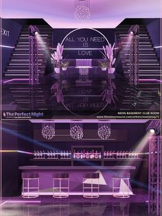 an image of a bar with purple lighting